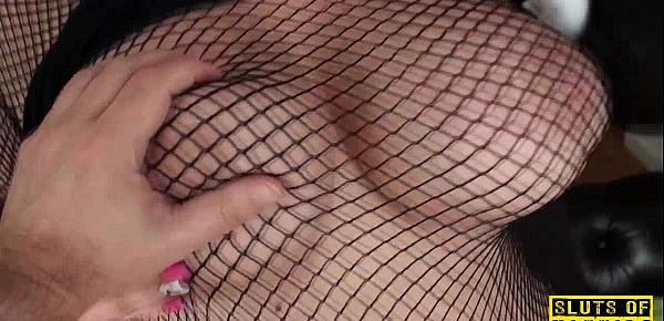  Fat brit subs in fishnets during roughfucking